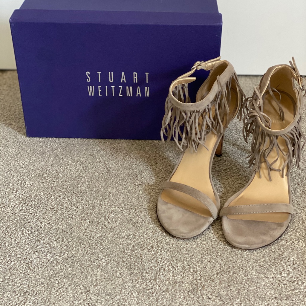 Stuart Weitzman Love Fringe Suede Sandals